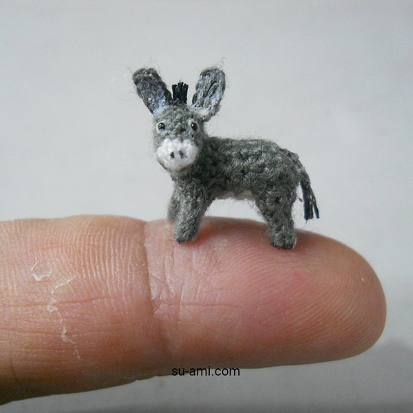 Miniature Donkey 0.6 Inch - Micro Crochet Animals - Made To Order