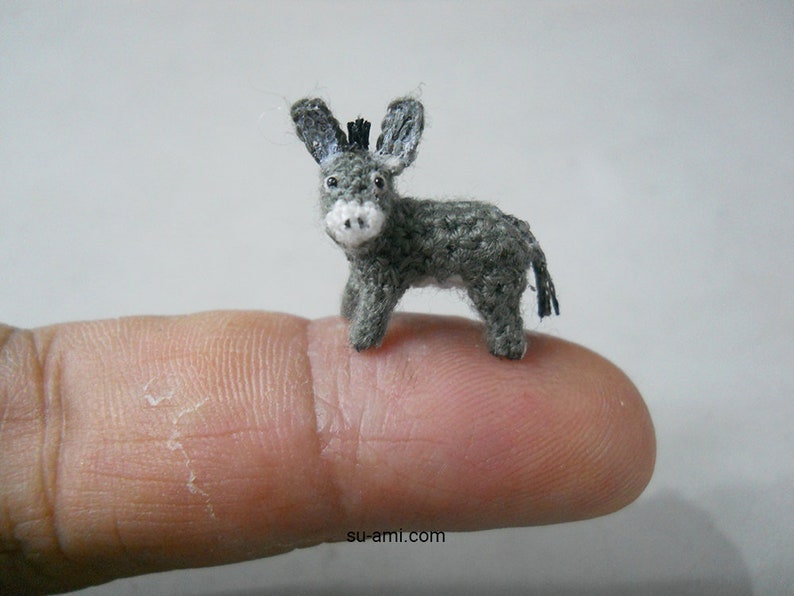 Miniature Donkey 0.6 Inch Micro Crochet Animals Made To Order image 1