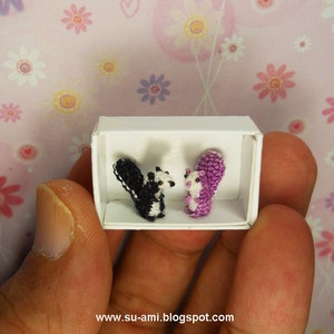 Cute Tiny Squirrels Micro Crochet Miniature Animals Set of Two Squirrels Black and Purple Made To Order image 5