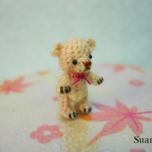 1/2 Inch Micro Miniature Bear Extreme Tiny Thread Crochet Mohair Teddy Bear Stuff Animal Made To Order image 2