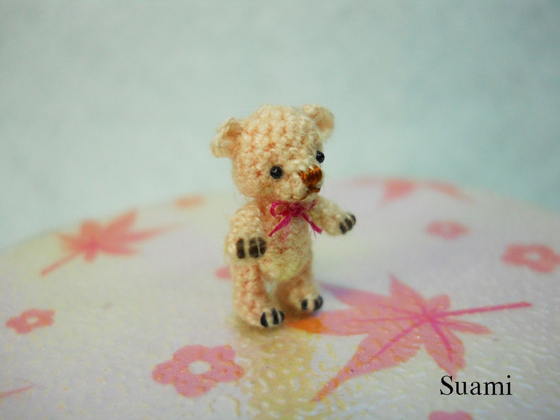 1/2 Inch Micro Miniature Bear Extreme Tiny Thread Crochet Mohair Teddy Bear Stuff Animal Made To Order image 2