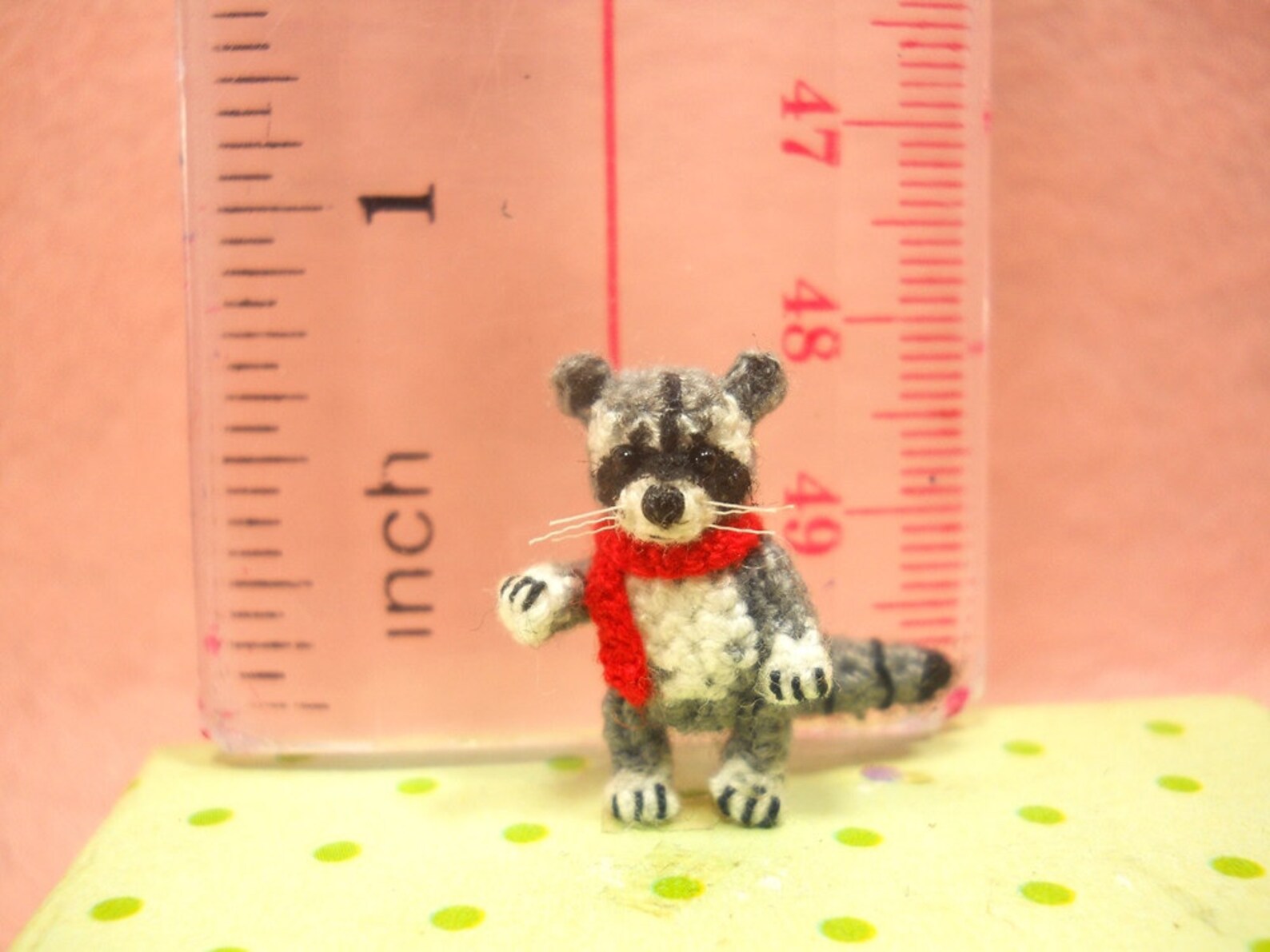 Mini Raccoon Miniature Raccoon - Micro Crochet Miniature Stuffed Animal - Made to ...