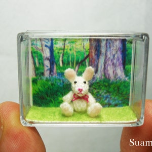 Miniature Bunny Rabbit - Teeny Tiny Crochet Dollhouse Decor - Made To Order