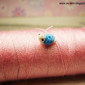 Extreme Micro Snail Mini Tiny Dollhouse Miniatures Insects Single Thead Crocheted Blue Snail Made To Order image 2