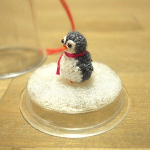 Micro Penguin in Dome Dollhouse Miniature Crochet Tiny Stuffed Animal Made To Order image 3