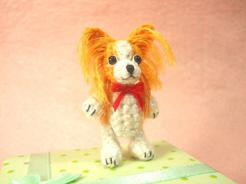Mini Crochet Papillon Miniature Dog Stuffed Animals Made Etsy