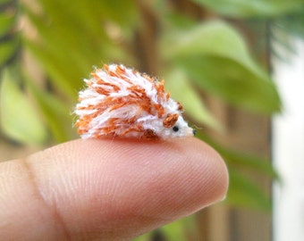 Mini Hedgehog Amigurumi - Micro Crochet Miniature Tiny Stuffed Animals - Made To Order