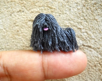 Miniature Black Puli - Tiny Crochet Miniature Dog Stuffed Animals - Made To Order