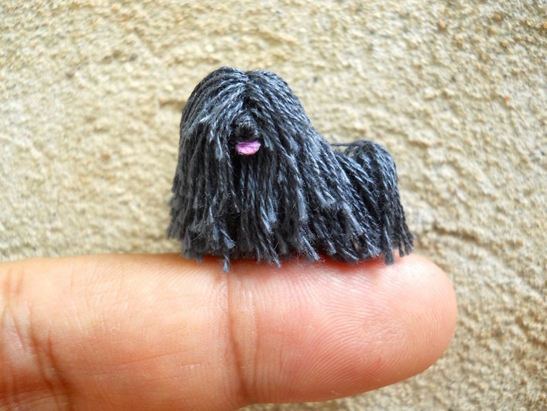 Miniature Black Puli Tiny Crochet Miniature Dog Stuffed Animals Made To Order image 1