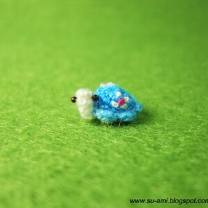 Micro Blue Turtle Extreme Miniature Blue Turtle Micro Crochet Flowery Tortoise Made To Order image 3