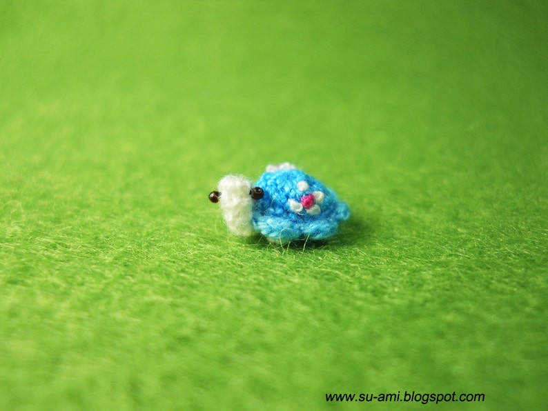 Micro Blue Turtle Extreme Miniature Blue Turtle Micro Crochet Flowery Tortoise Made To Order image 3