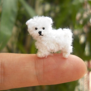 Maltese Puppy Tiny Crochet Miniature Dog Stuffed Animals Made To Order image 1