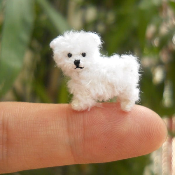 Maltese Puppy - Tiny Crochet Miniature Dog Stuffed Animals - Made To Order