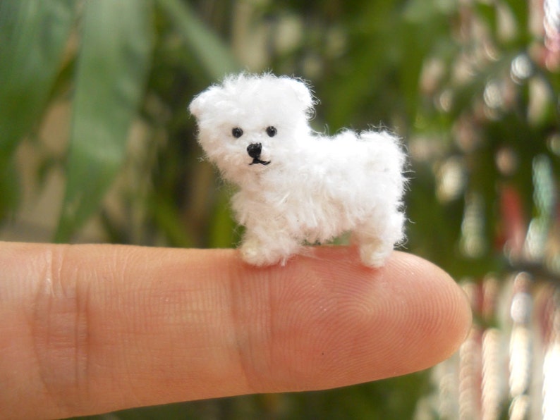 Maltese Puppy Tiny Crochet Miniature Dog Stuffed Animals Made To Order image 1