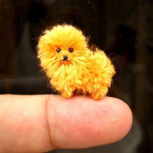 Orange Pomeranian Puppy - Tiny Crochet Miniature Dog Stuffed Animals - Made To Order