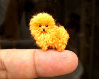 Orange Pomeranian Puppy - Tiny Crochet Miniature Dog Stuffed Animals - Made To Order