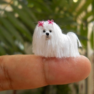 Maltese Tiny Crochet Miniature Dog Stuffed Animals Made To Order image 1