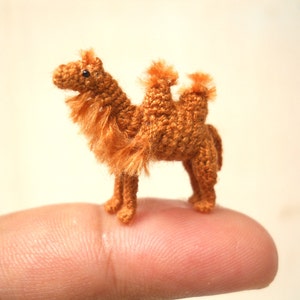 1 Inch Bactrian Camel Amigurumi - Micro Miniature Crochet Stuffed Animals - Made To Order