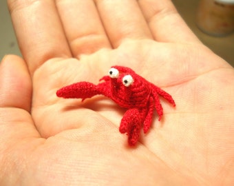 Miniature Red Crab - Tiny Crochet Amigurumi Stuffed Animal - Made To Order