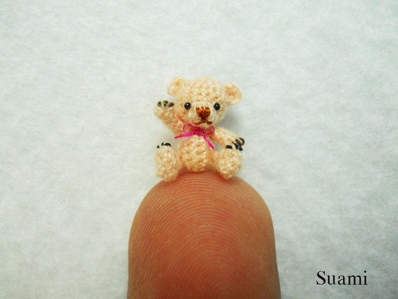 1/2 Inch Micro Miniature Bear Extreme Tiny Thread Crochet Mohair Teddy Bear Stuff Animal Made To Order image 1