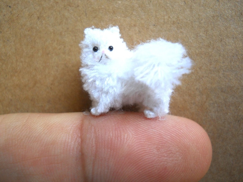 Miniature Persian Cat Micro Crochet Amigurumi Stuffed Animal Made to Order image 1