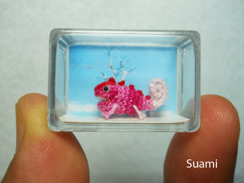 Tiny Pink Chameleon Dollhouse Miniature Chamaeleons Made To Order image 5