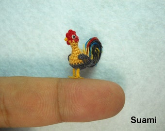 Gallo amarillo en miniatura - Gallos de gallo micro crochet - Hecho a la medida