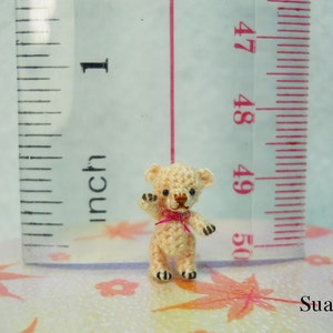 1/2 Inch Micro Miniature Bear Extreme Tiny Thread Crochet Mohair Teddy Bear Stuff Animal Made To Order image 4