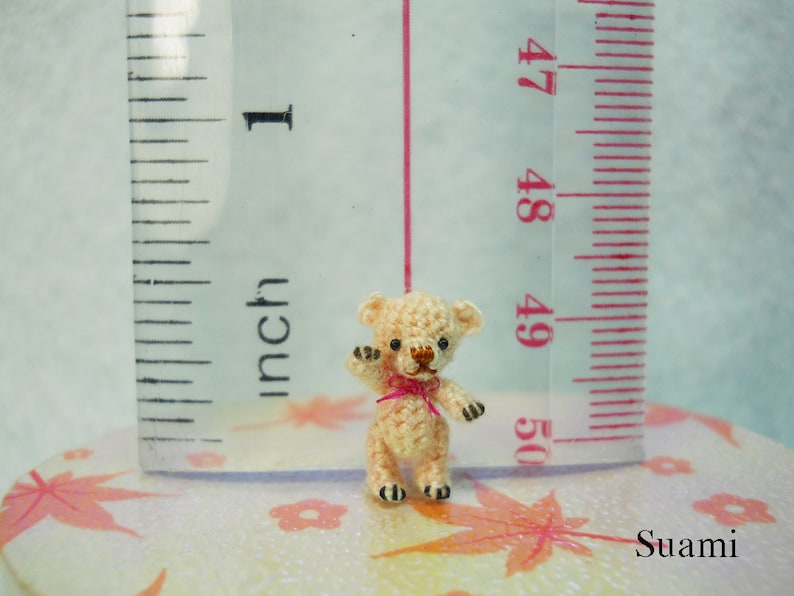 1/2 Inch Micro Miniature Bear Extreme Tiny Thread Crochet Mohair Teddy Bear Stuff Animal Made To Order image 4
