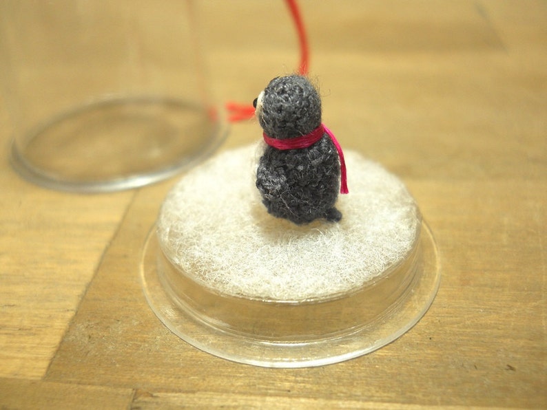 Micro Penguin in Dome Dollhouse Miniature Crochet Tiny Stuffed Animal Made To Order image 4