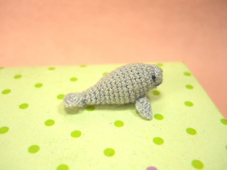 Micro Mini Manatee Tiny Crochet Amigurumi Stuffed Animal Made to Order image 2