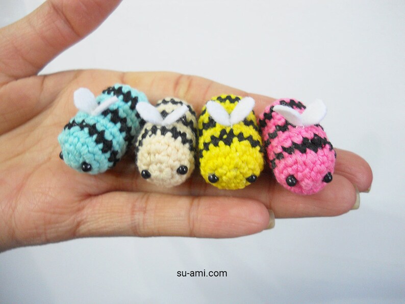Crochet bee, Small Bee, Crocheted Bumble Bee, Decorative Bee, Tiny Bee Plush Made to order. image 4