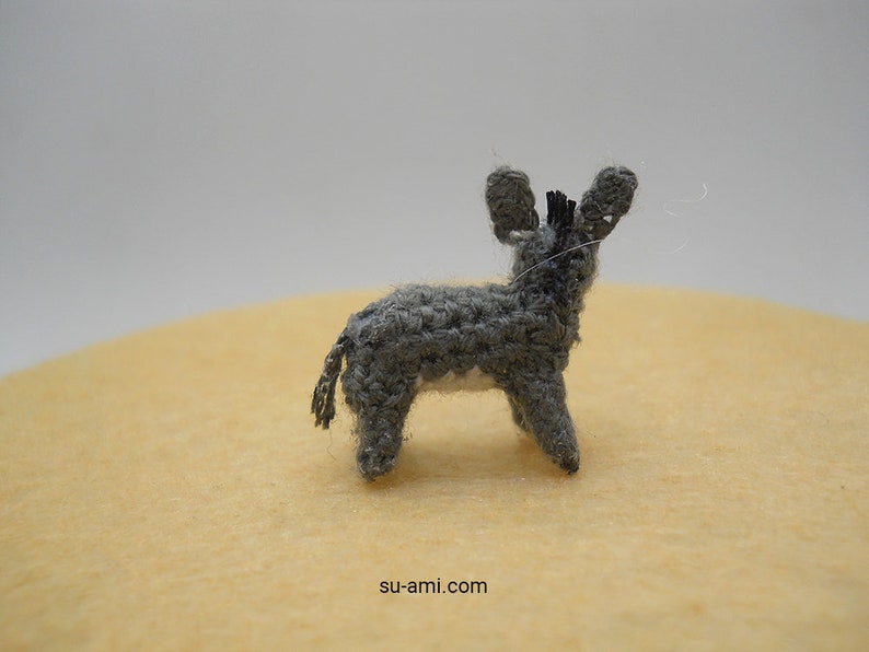 Miniature Donkey 0.6 Inch Micro Crochet Animals Made To Order image 3