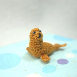 Mini Brown Seal Miniature Crochet Pinniped Stuffed Animal Made to Order image 4