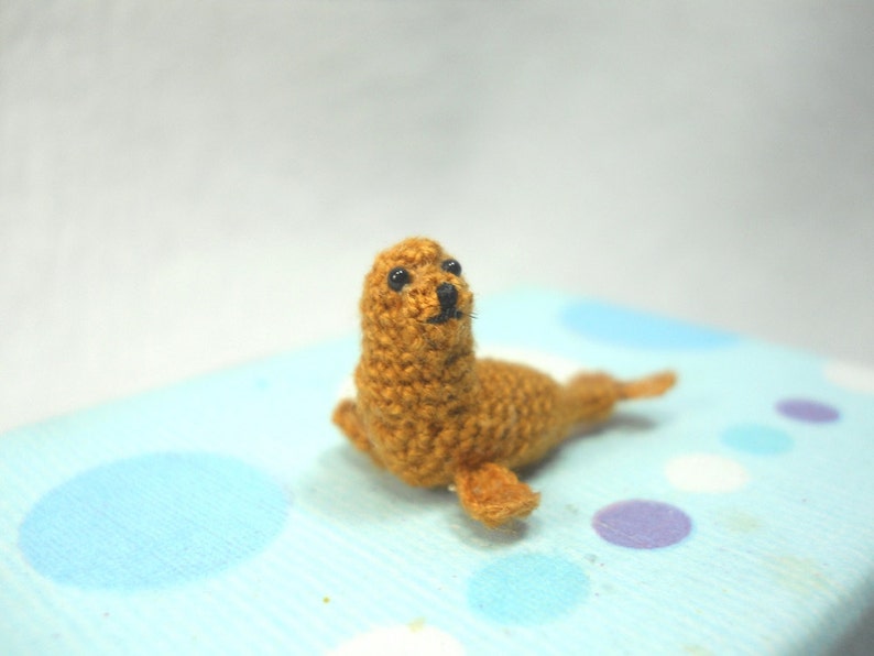 Mini Brown Seal Miniature Crochet Pinniped Stuffed Animal Made to Order image 4