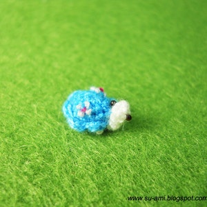 Micro Blue Turtle Extreme Miniature Blue Turtle Micro Crochet Flowery Tortoise Made To Order image 2