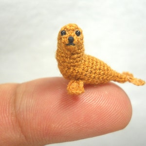 Mini Brown Seal Miniature Crochet Pinniped Stuffed Animal Made to Order image 1