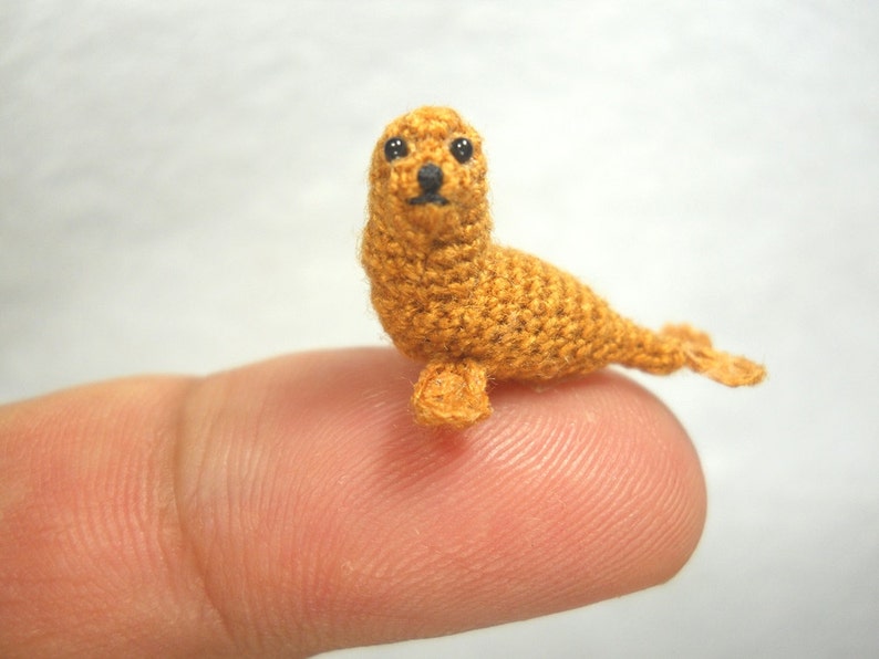 Mini Brown Seal Miniature Crochet Pinniped Stuffed Animal Made to Order image 1