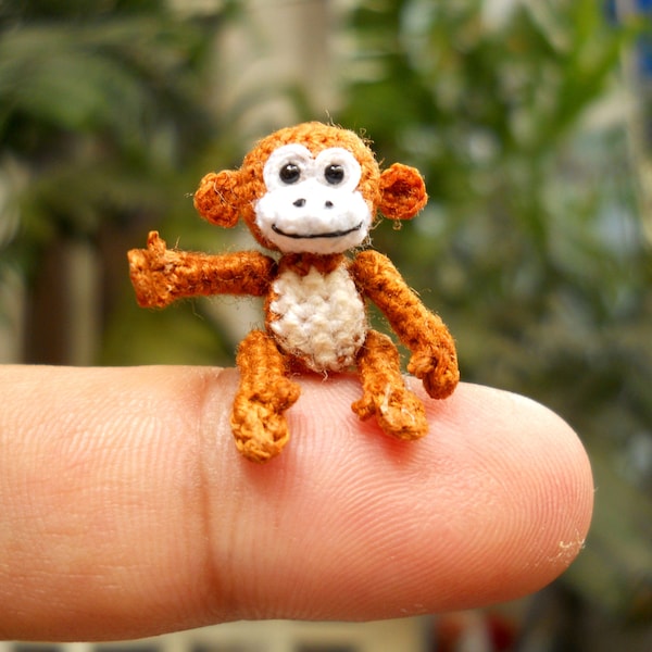 Micro Miniature Monkey - Thread Art Crochet Tiny Stuffed Animals -  Made to Order