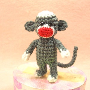 Mini Sock Monkey 2 inches Amigurumi Crochet Miniature Sock Monkey Stuffed Animal Made To Order image 5