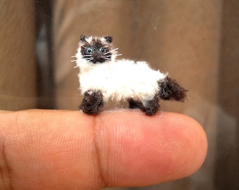 Miniature Himalayan Cat - Micro Crochet Amigurumi Stuffed Animal - Made to Order