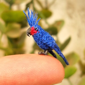 Palm Cockatoo  - Micro Amigurumi Miniature Crochet Bird Stuffed Animal - Made To Order