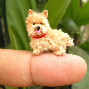 Fawn Cairn Terrier Puppy Tiny Crochet Miniature Dog Stuffed Animals Made To Order imagem 1