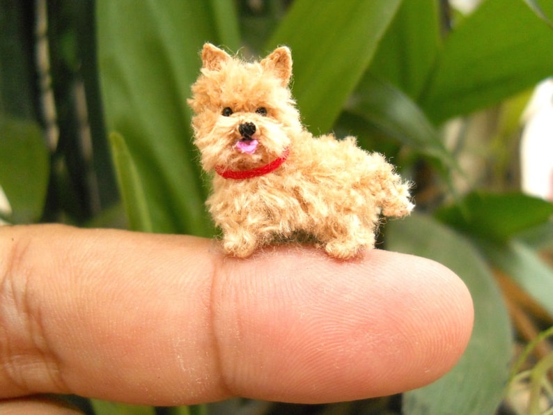 Fawn Cairn Terrier Puppy Tiny Crochet Miniature Dog Stuffed Animals Made To Order image 1