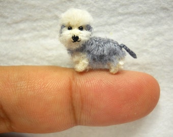 Pepper Dandie Dinmont Terrier - Tiny Crochet Miniature Dog Stuffed Animals - Made To Order