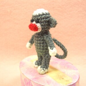 Mini Sock Monkey 2 inches Amigurumi Crochet Miniature Sock Monkey Stuffed Animal Made To Order image 2