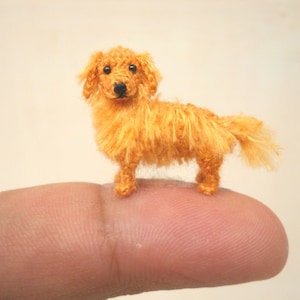 Miniature Golden Retriever  - Tiny Amigurumi Crocheted Dog Stuffed Animal - Made To Order