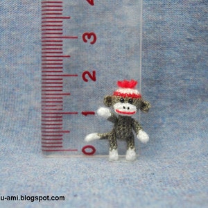 Tiniest Sock Monkey Micro Amigurumi Crochet Miniature Sock Monkey Stuff Animal Made to Order image 4