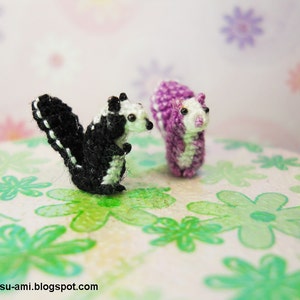 Cute Tiny Squirrels Micro Crochet Miniature Animals Set of Two Squirrels Black and Purple Made To Order image 3