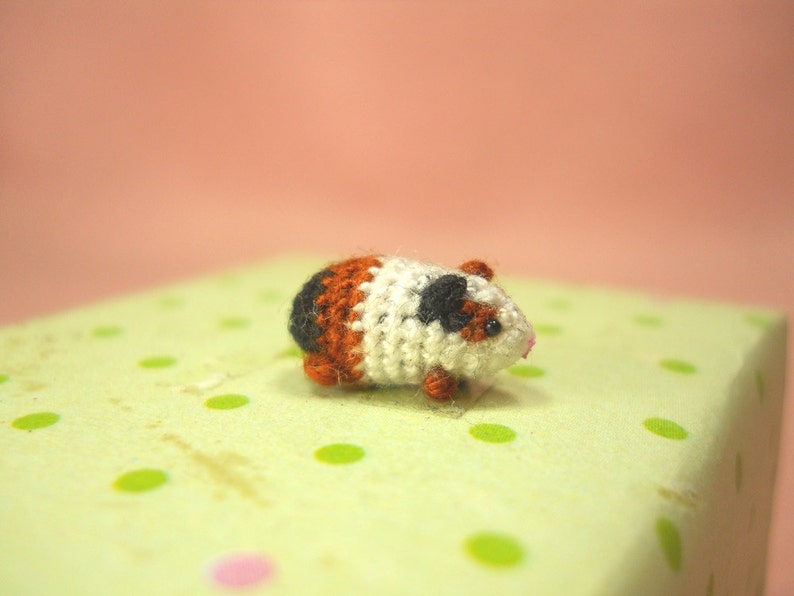 Micro Guinea Pig Amigurumi Tiny Crochet Dollhouse Miniature Animal Made To Order image 5
